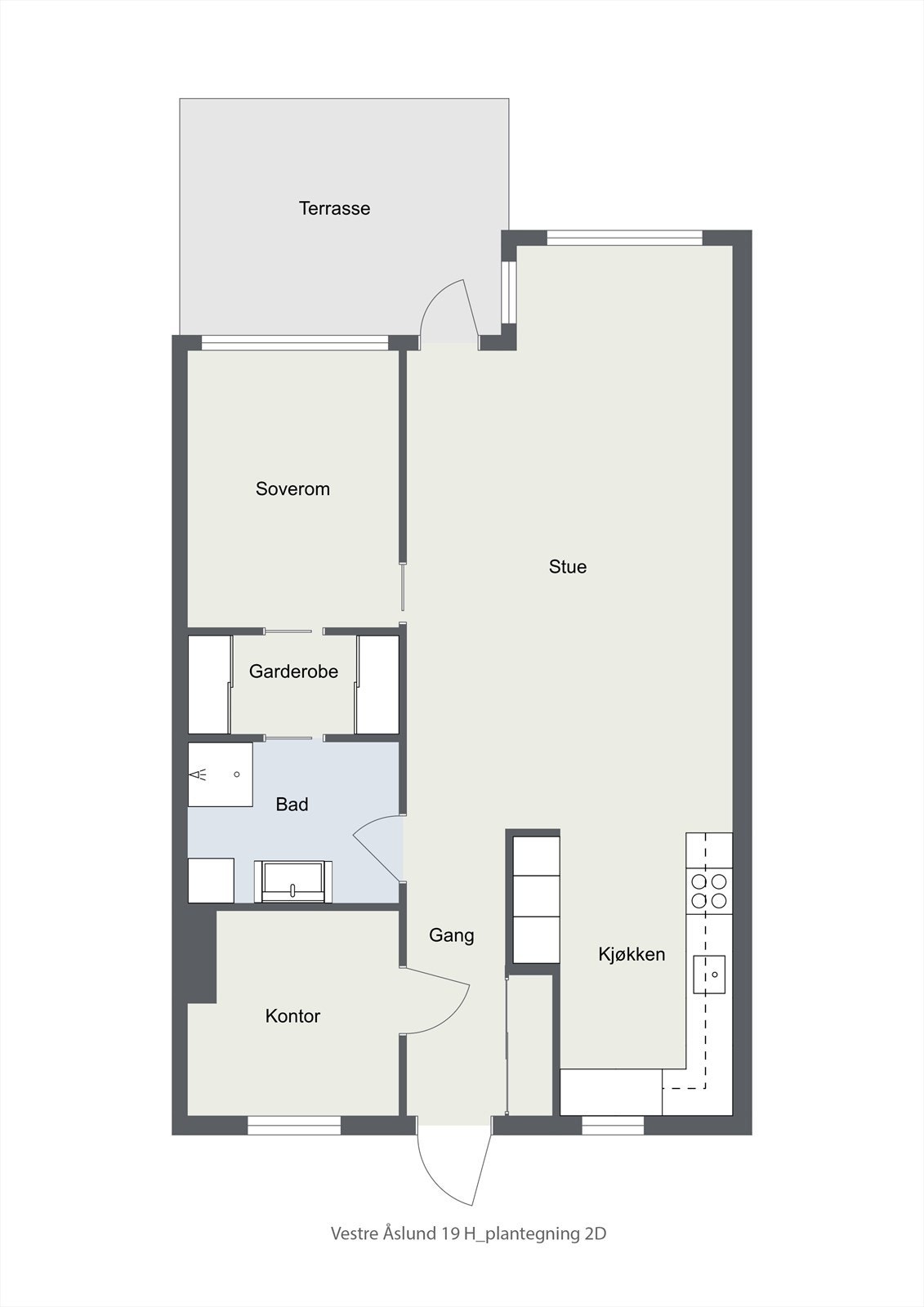 Illustrasjon plantegning Vestre Åslund 19 H Galleribilde
