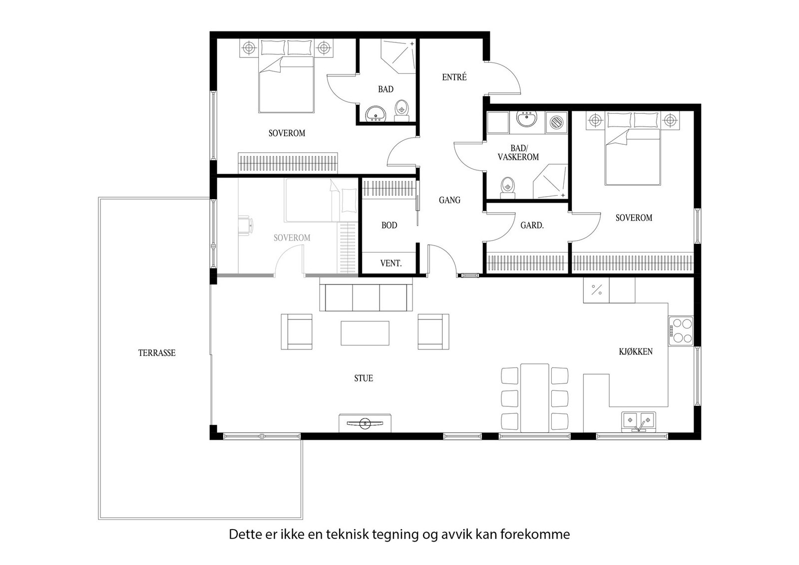 Alternativ planløsning for 3.soverom Galleribilde