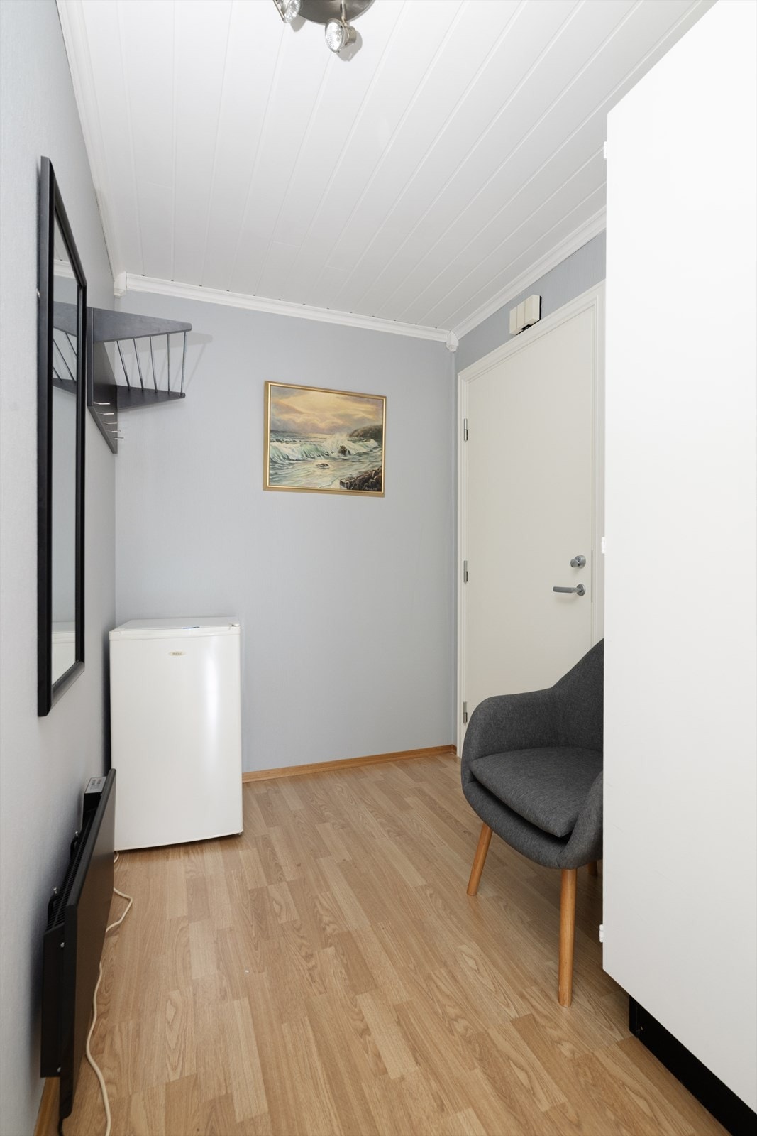 Hyggelig entre med fin plass til sko og yttertøy, i tillegg er det skap med ytterligere oppbevaringsplass. Galleribilde