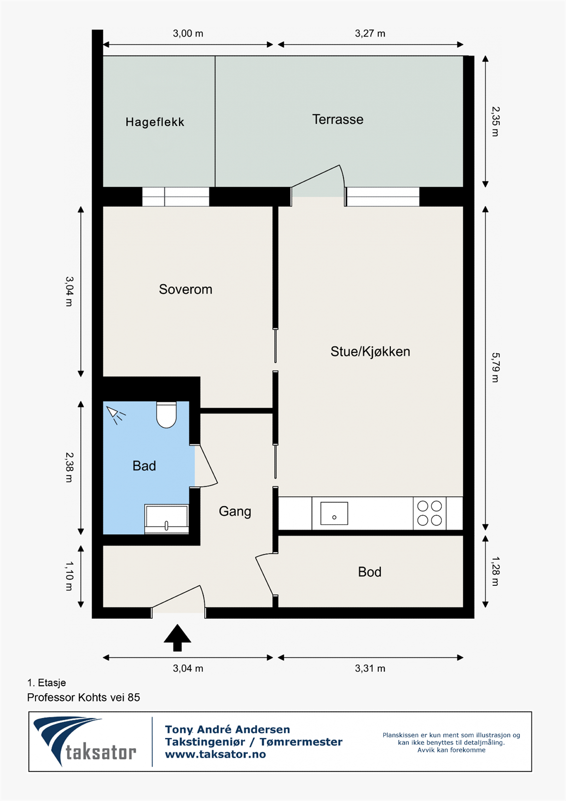 Planskisse fra takstmann. Galleribilde