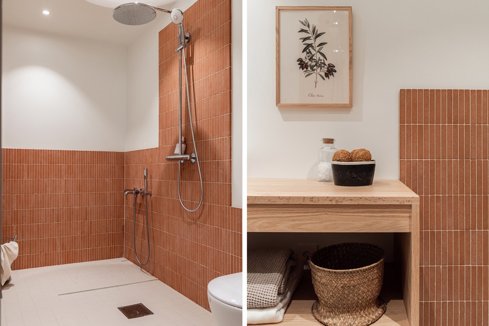 Innredet med plassbygde baderomsinnredninger/benk i heltre furu Galleribilde