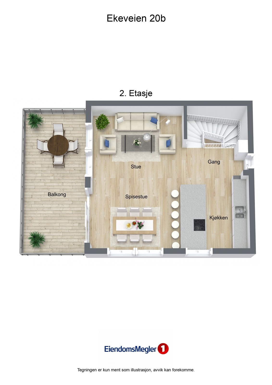 Ekeveien 20b - 3D - 2. Etasje Galleribilde