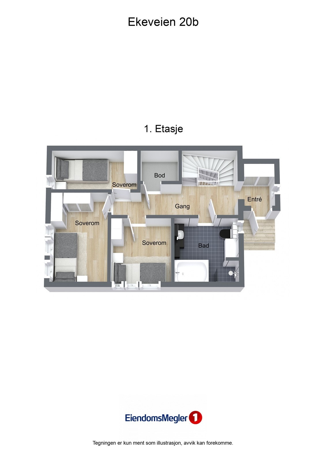 Ekeveien 20b - 3D - 1. Etasje Galleribilde