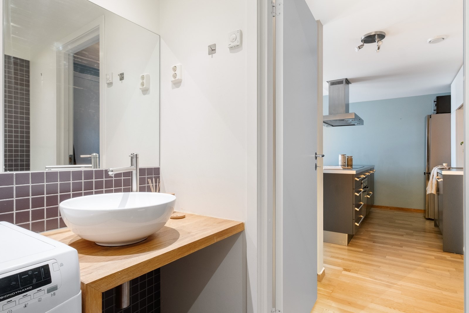 Opplegg for vaskemaskin og balansert ventilasjon. Galleribilde