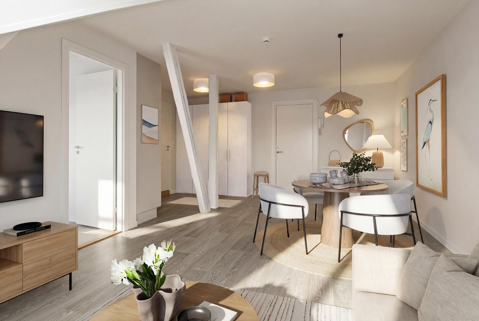 Her er det plass til både sofa og spisebord (Digitalt stylet bilde) Galleribilde