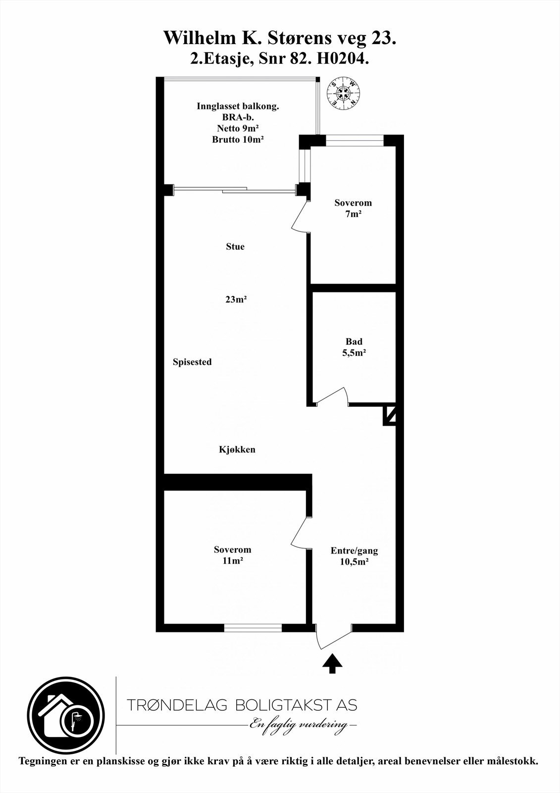Planskisse for leiligheten i 2. etasje. Galleribilde