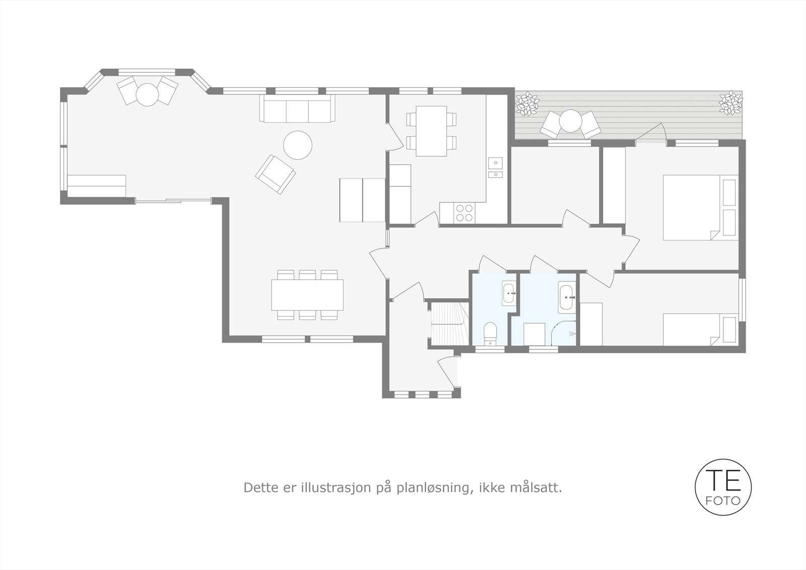 Plantegning hovedetasje. Galleribilde