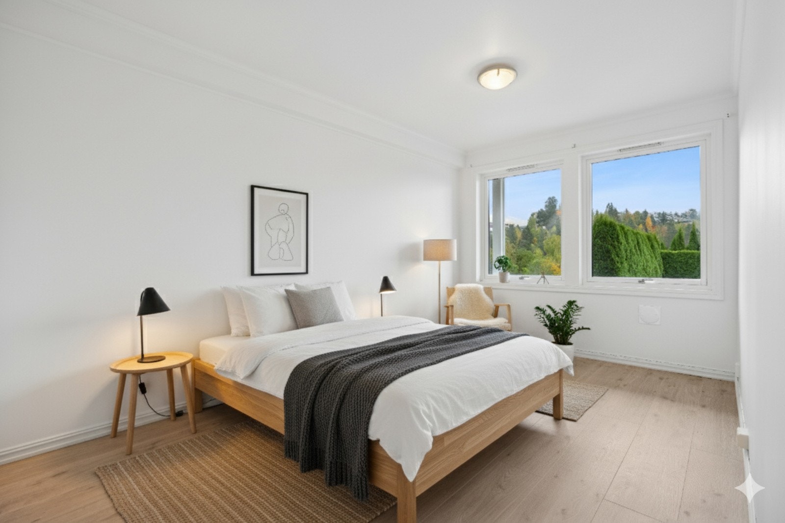 Stort hovedsoverom med god plass til garderobeskap. (bildet er digitalt stylet) Galleribilde