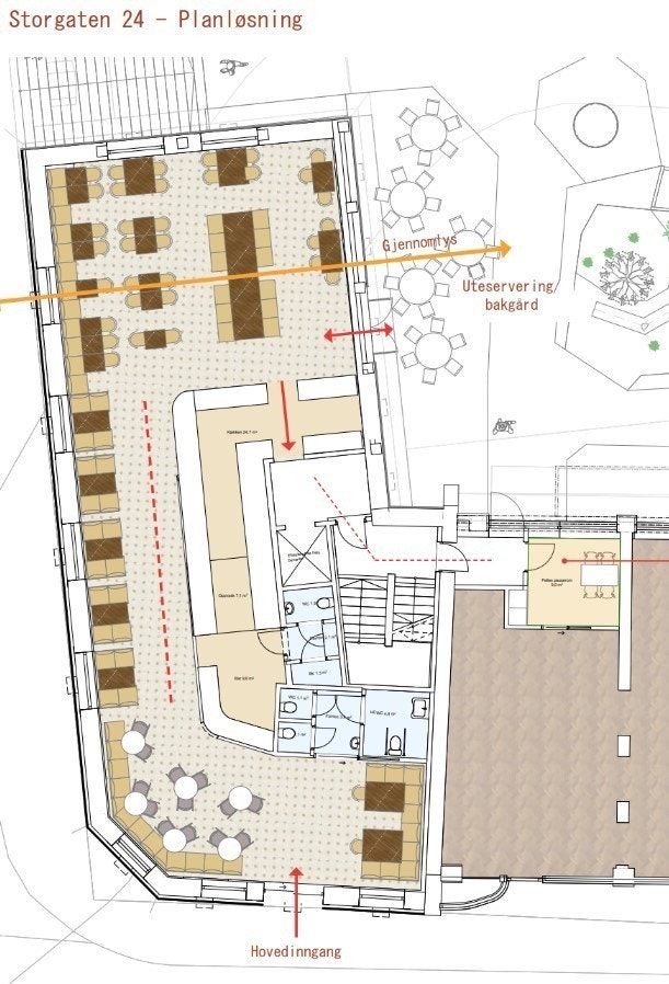 Plantegning Storgaten 24 servering - 260 Kvm BTA Galleribilde