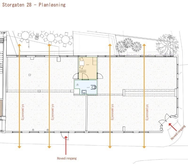 Plantegning Storgaten 28 - To butikklokaler. - 143 kvm BTA og 154 kvm BTA Galleribilde