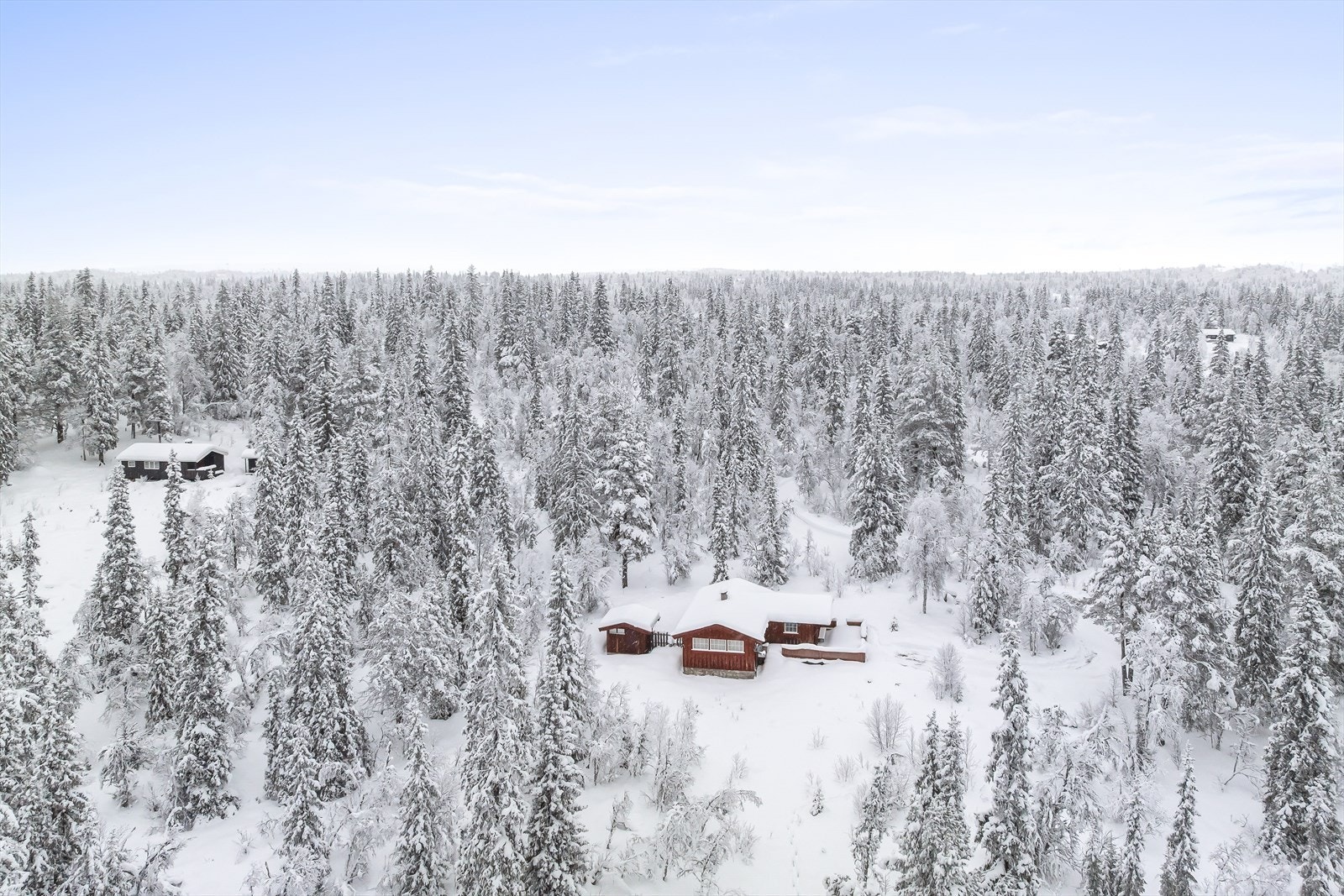 Eiendommen består av hytte og uthus. Galleribilde