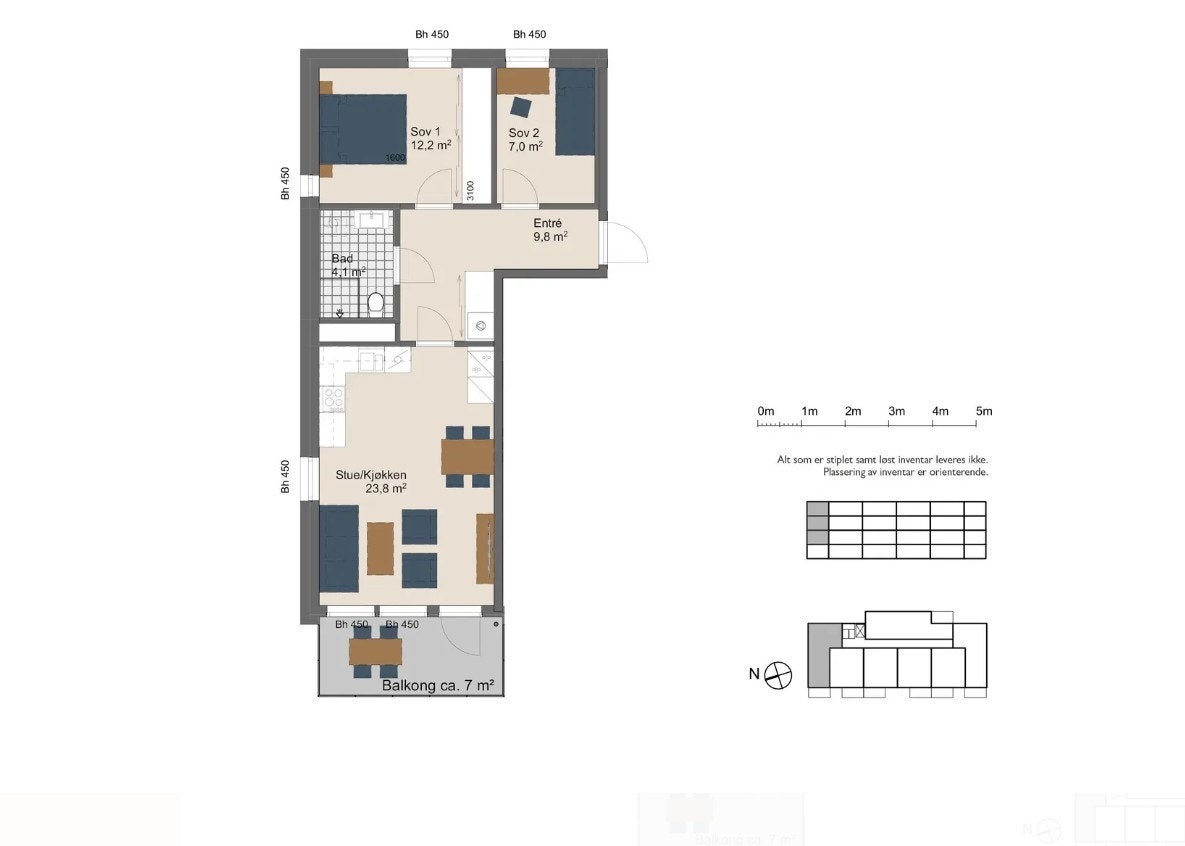 Plantegning - 2.etasje. I tillegg medfølger det en bod i underetasje. Galleribilde