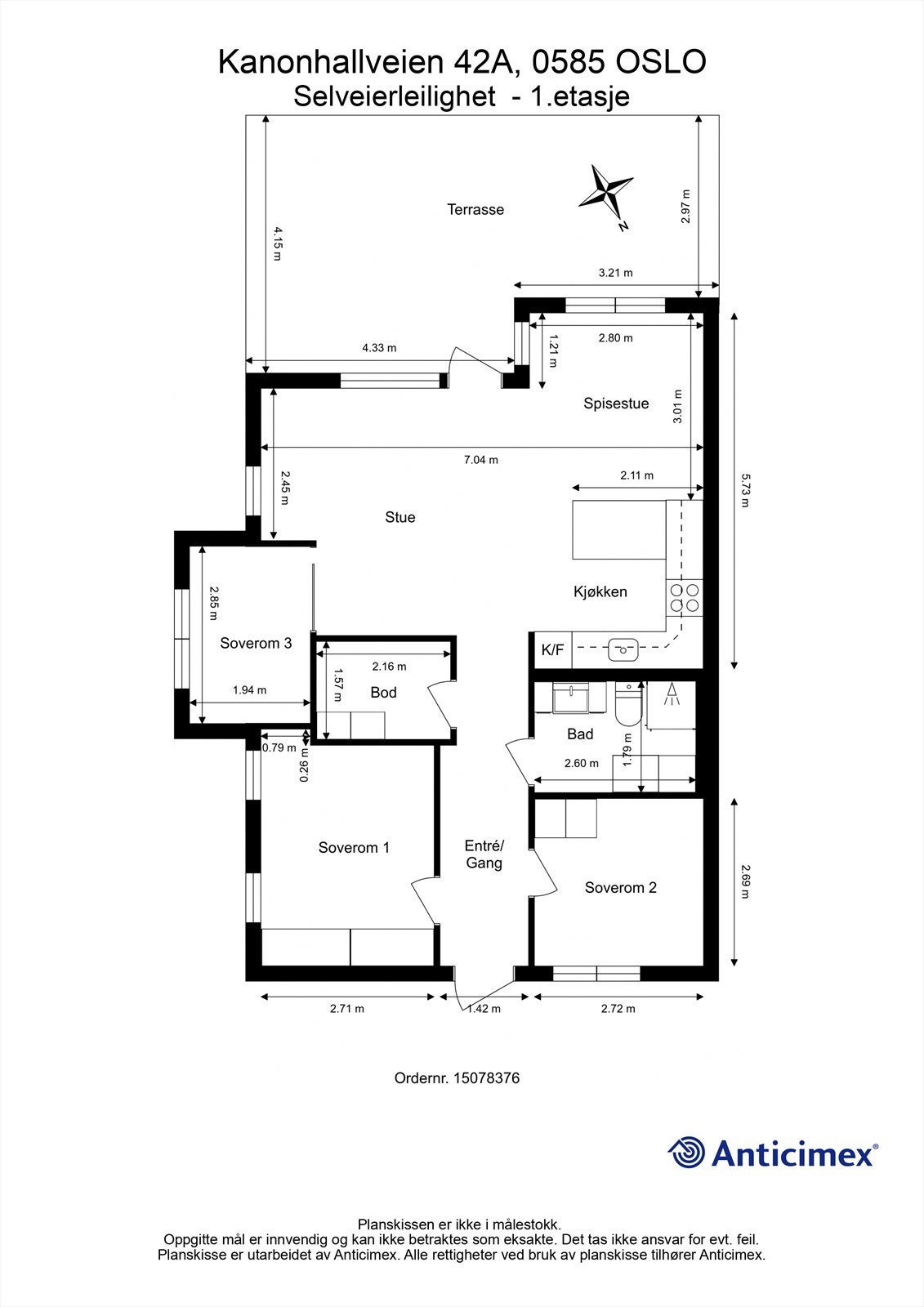 Målsatt plantegning Galleribilde