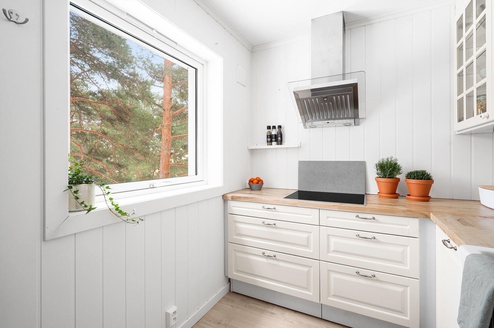 I innredningen integrerte hvitevarer som platetopp, komfyr, mikrobølgeovn, oppvaskmaskin og kjøl-frys. Galleribilde