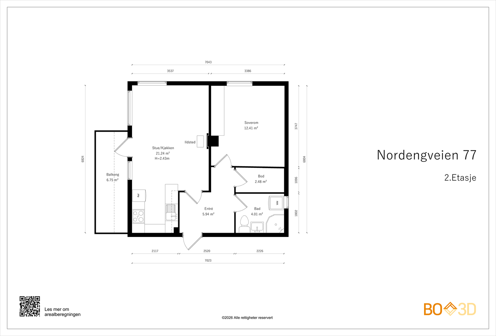 Målsatt plantegning, oppmålt med 3D scanner - for mer info se tilstandsrapport i prospekt. Galleribilde