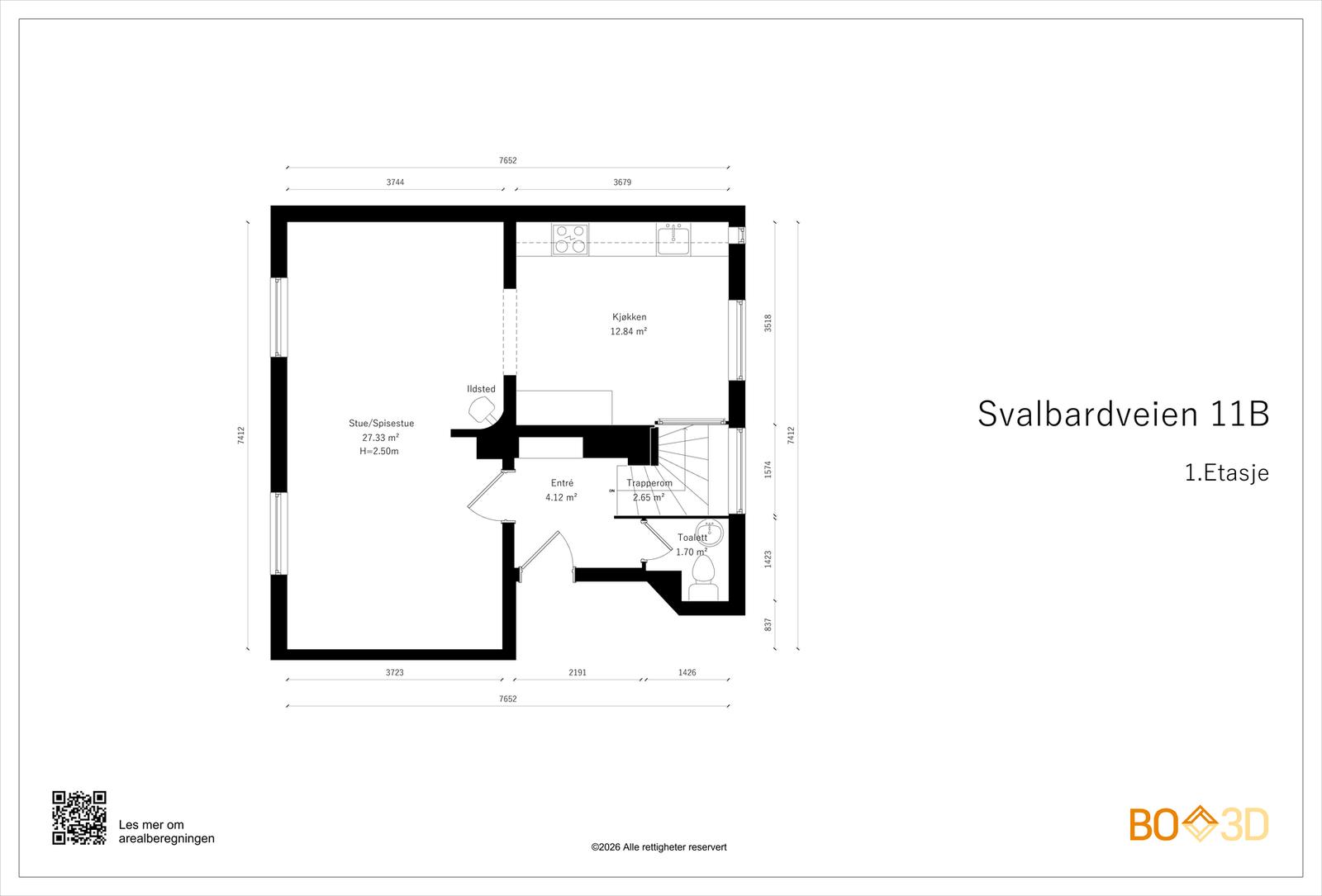 Plantegning hovedetasje. Galleribilde