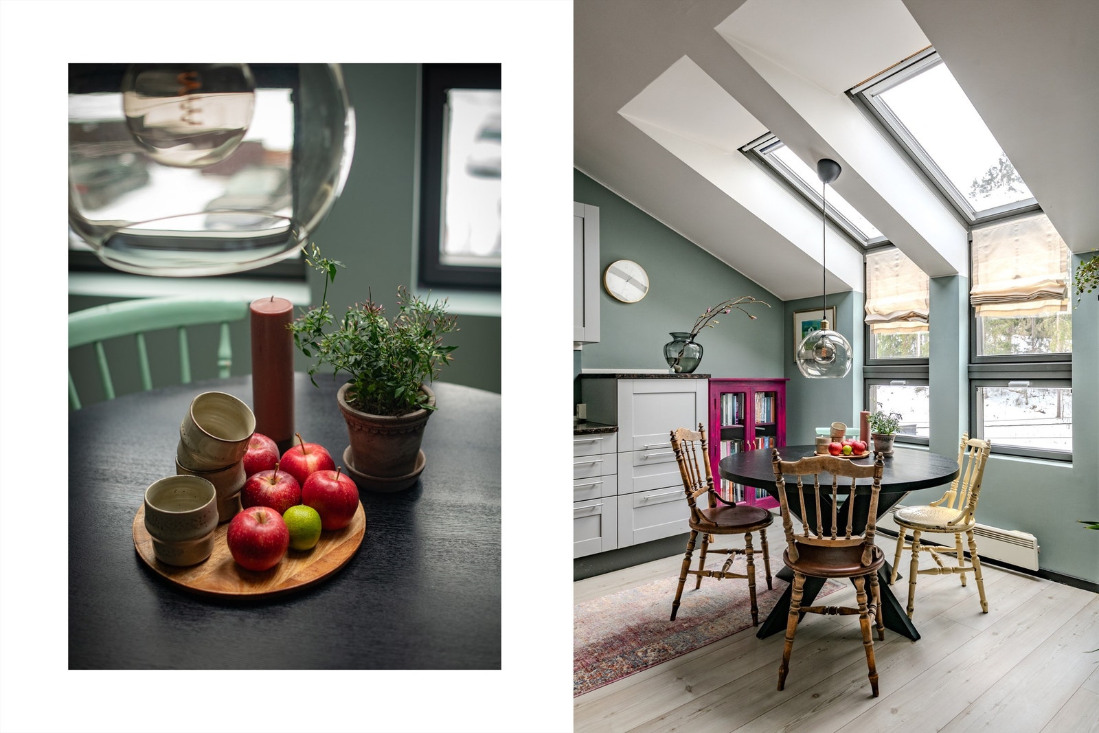 Kjøkkenet har en fin spiseplass med mye naturlig lysinnslipp og god plass til et stort spisebord. Galleribilde