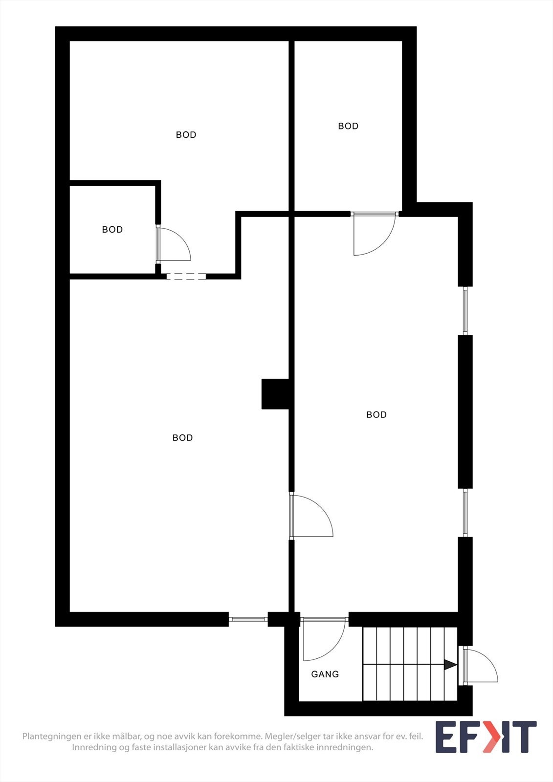 Kjelleretasjen rommer rikelig med bodplass for begge enhetene. Galleribilde