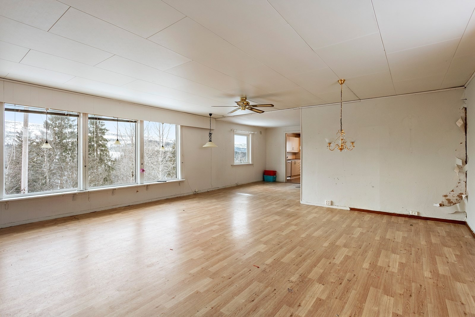 Bygningsmassen som tilhører eiendommen bærer preg av manglende vedlikehold og renovering må påregnes. Galleribilde