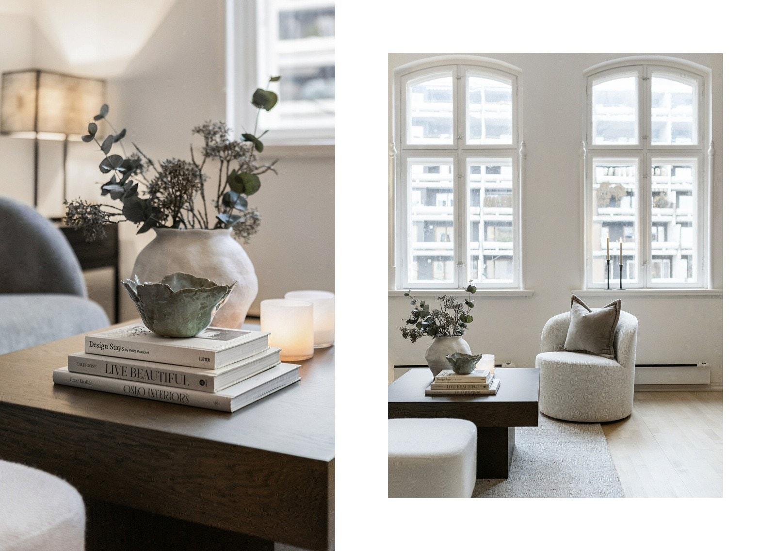 Stuen oppleves innbydende og representativ, med en naturlig balanse mellom komfort og estetikk. Galleribilde