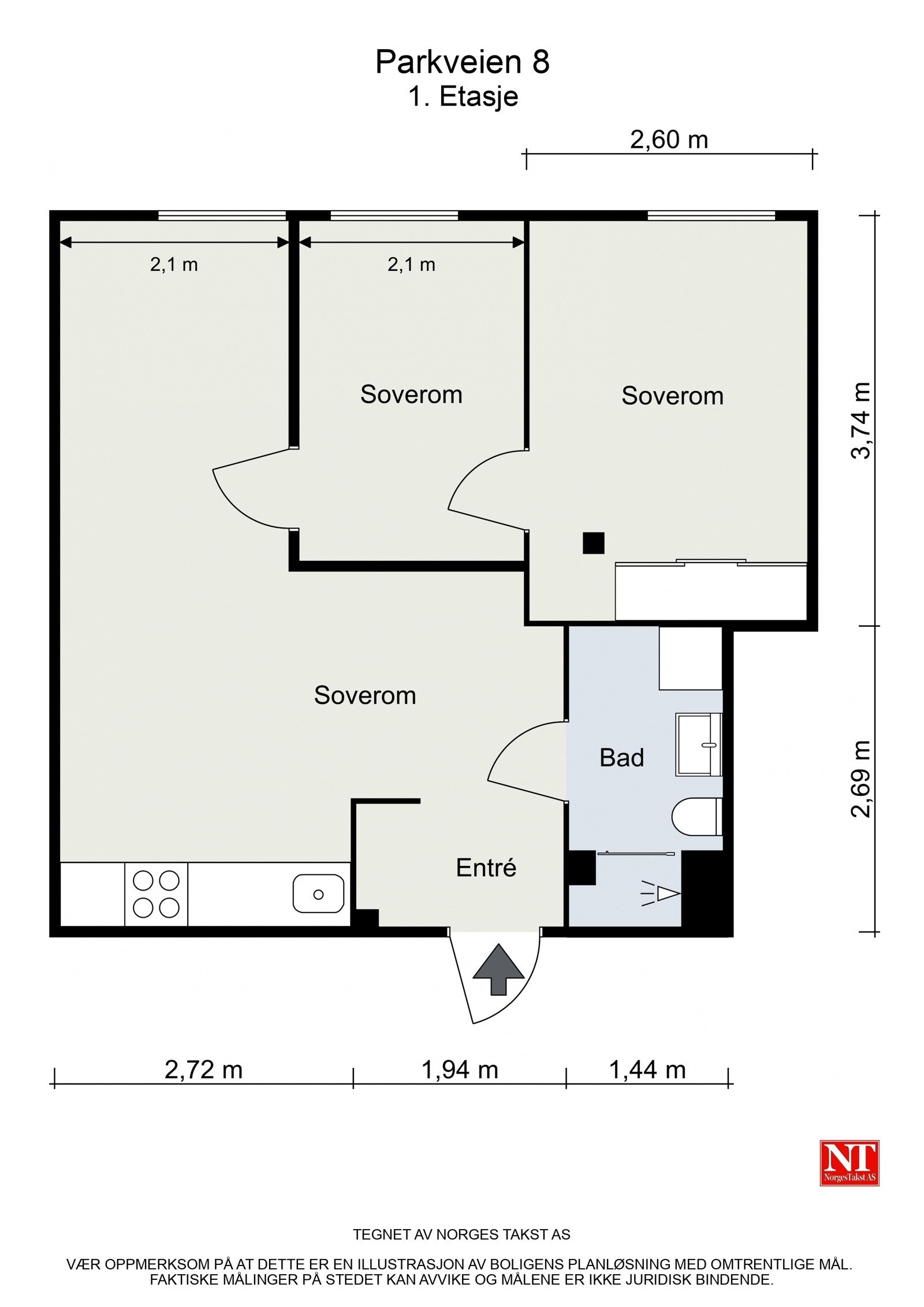 Alternativ planløsning - Parkveien 8 alternativ - 2D - 1. Etasje - Letterhead Galleribilde