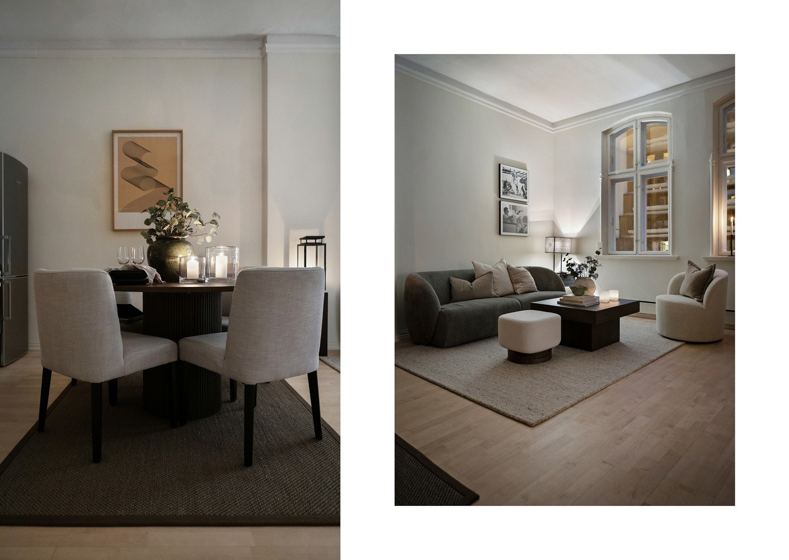 Rommet oppleves like innbydende på dagtid som på kveldstid, med en lun og behagelig stemning. Galleribilde