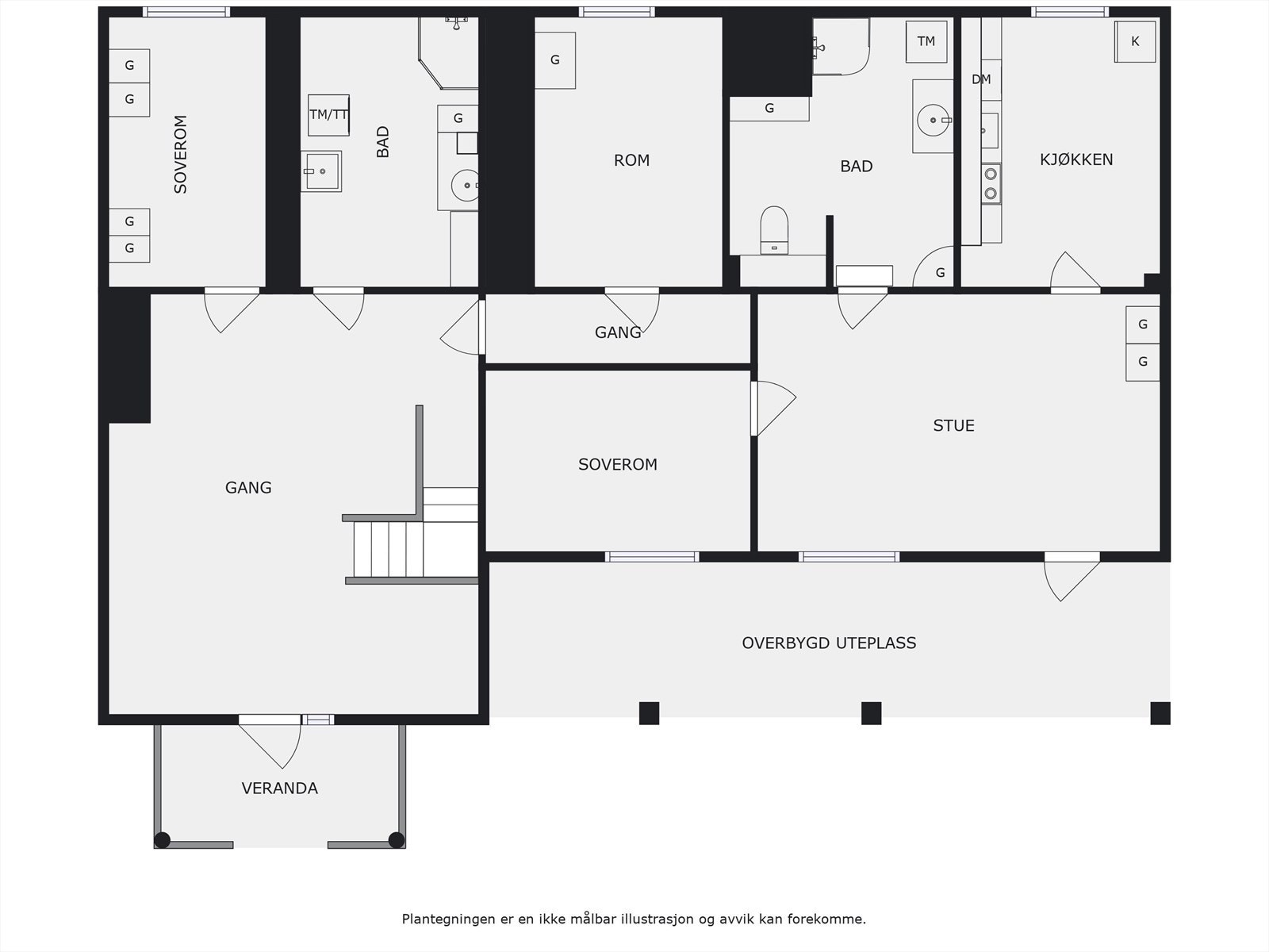 Planskisse underetasje. (Det gjøres oppmerksom på at omtrent halve underetasjen blir brukt til utleie, men er ikke godkjent) Galleribilde
