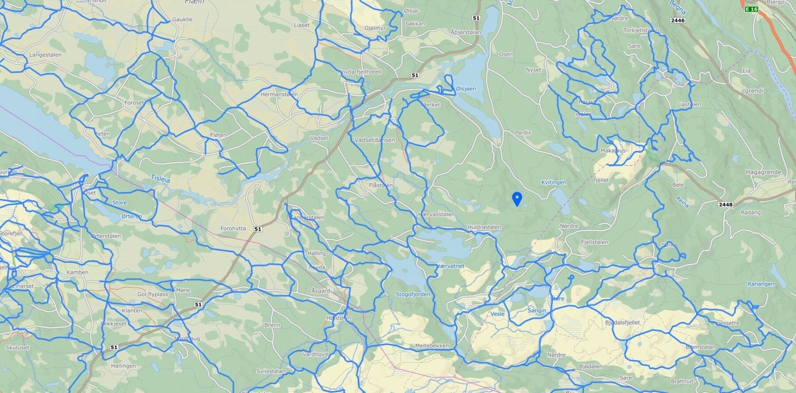 Bilde viser løypenettet i nærheten av eiendommen. Galleribilde