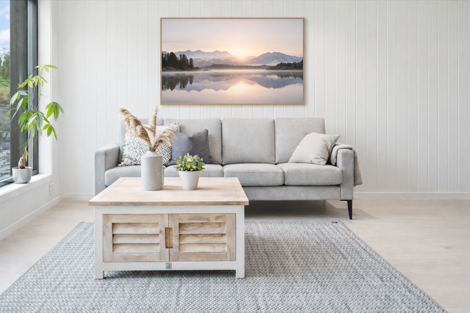 Stue i 1. etasje med gode møbleringsmuligheter. Bildet er redigert med KI. Galleribilde