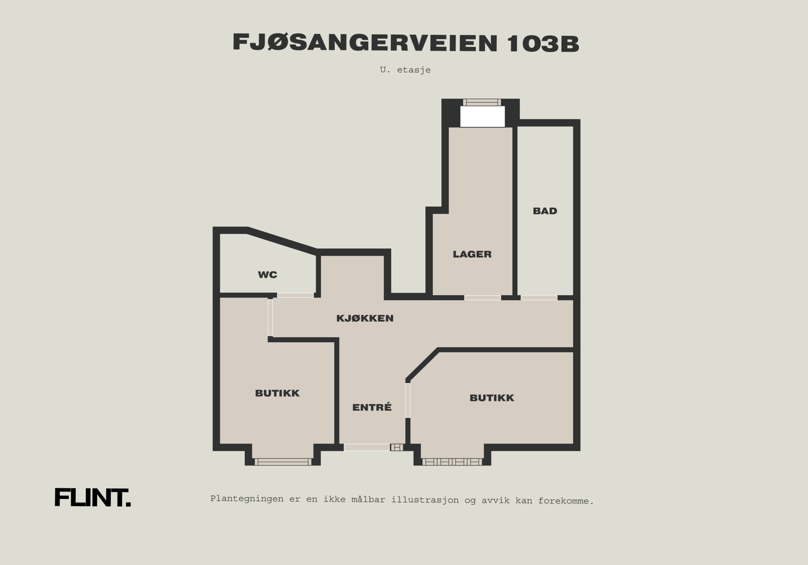 Plantegning underetasje næringsdel - Fjøsangerveien 103A Galleribilde