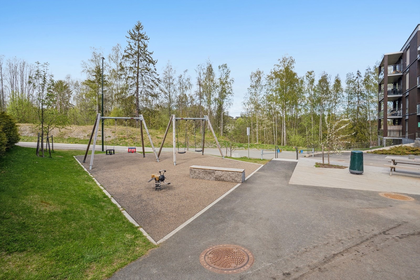 Det er flere lekeplasser for de minste i Havnehagen. Galleribilde