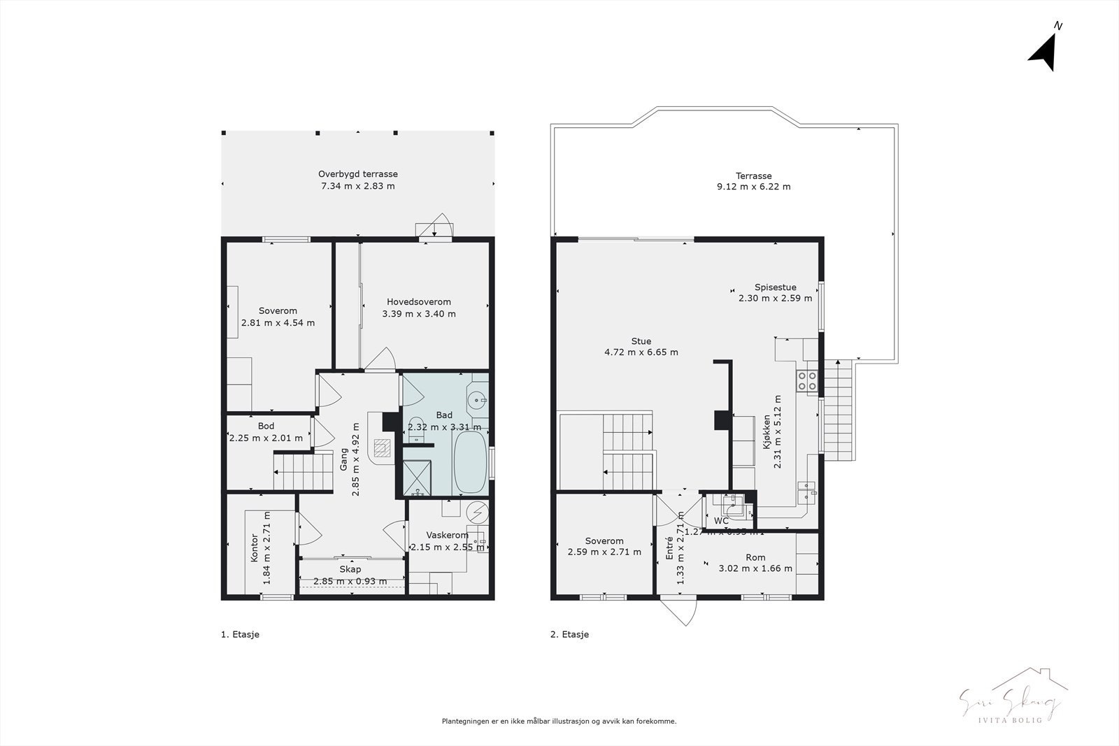 Plantegning over begge etasjene. Galleribilde