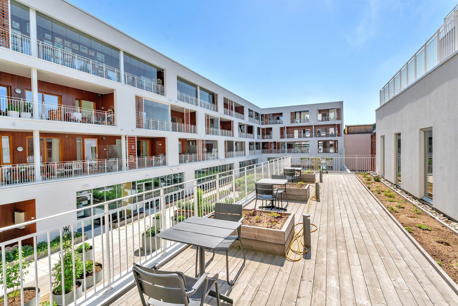 - Flott takterrasse med beplantning og sittegrupper - Galleribilde