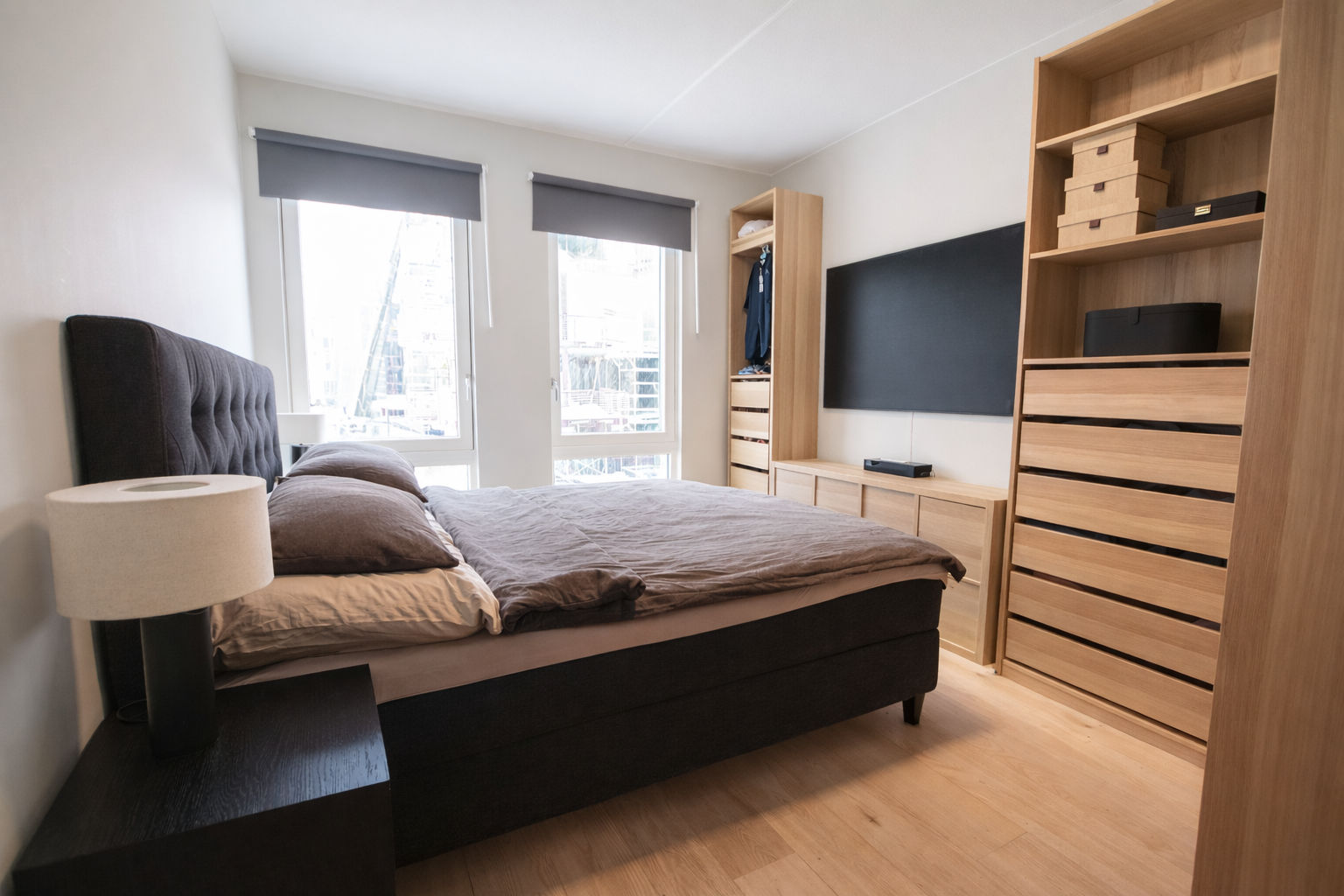 Hovedsoverommet vist med en alternativ garderobeløsning. Galleribilde