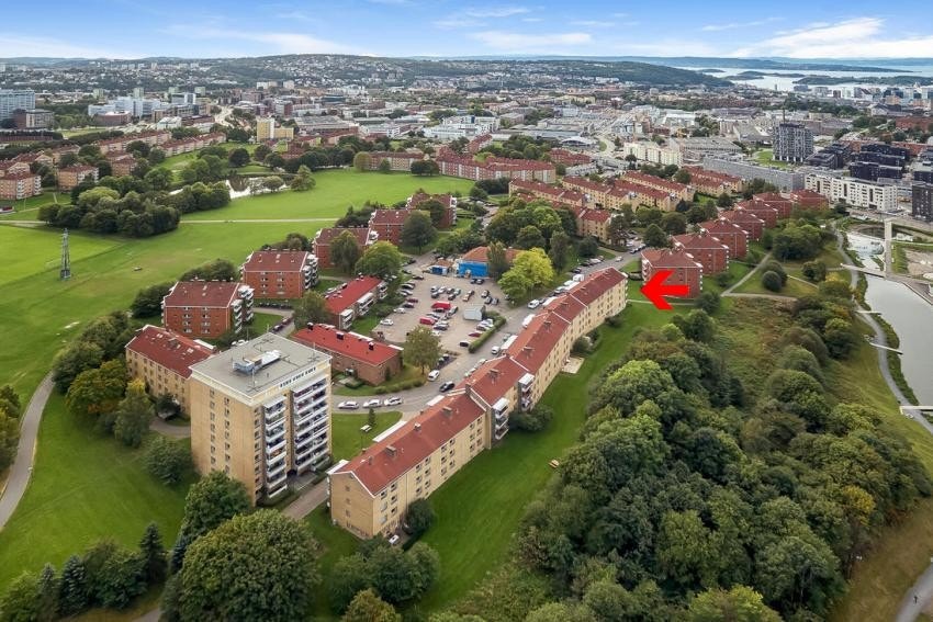 Dronebilde over området Galleribilde