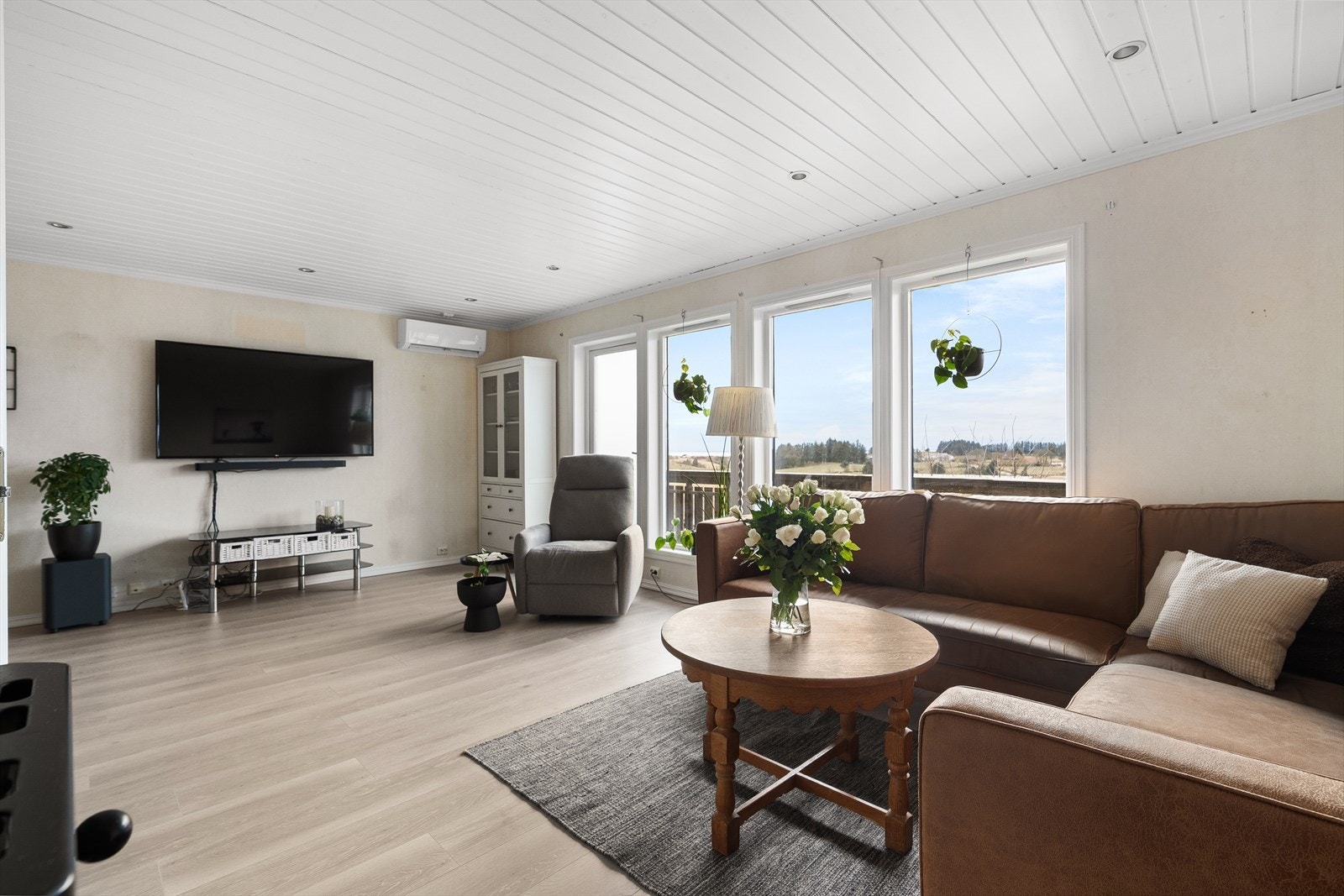 Utstyrt med både varmepumpe og vedovn. Galleribilde