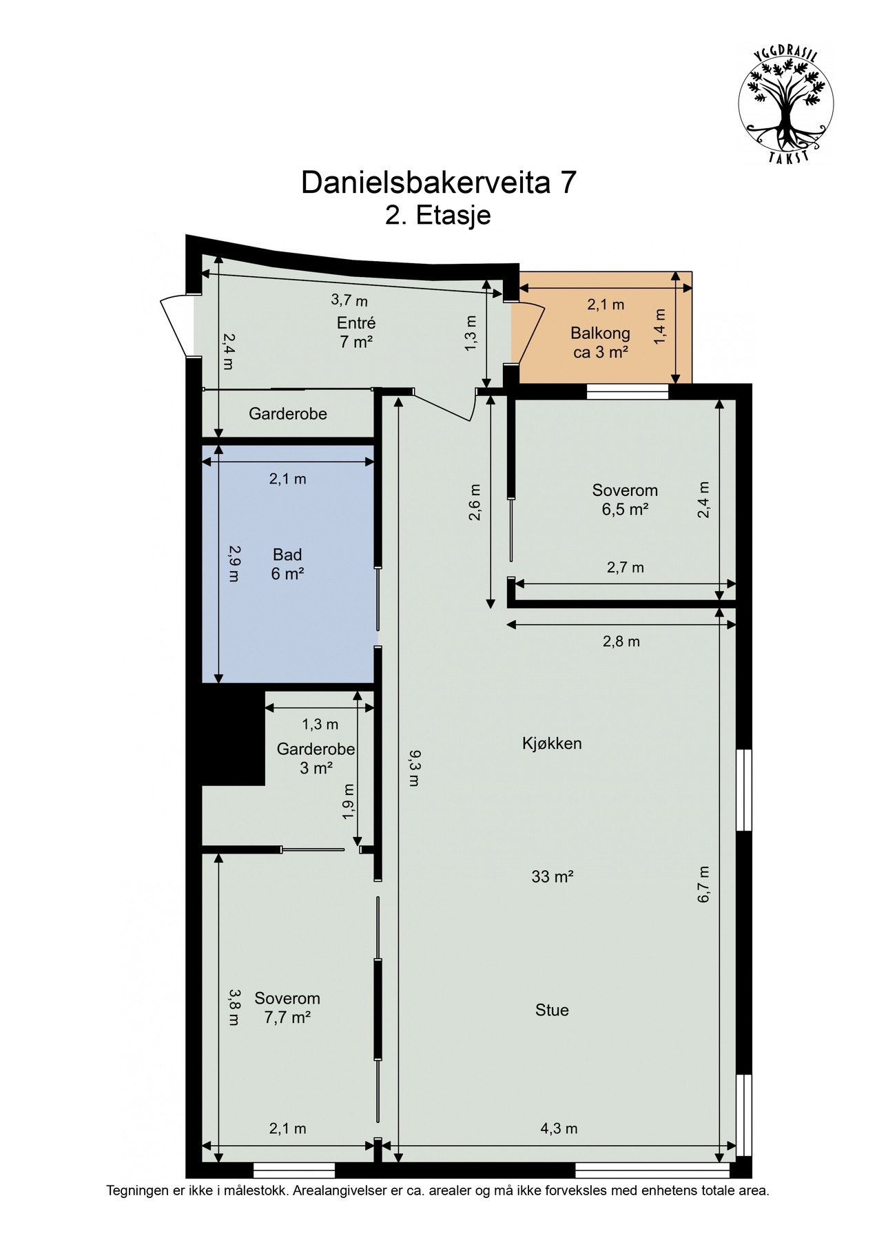 Planskisse for leiligheten. Galleribilde