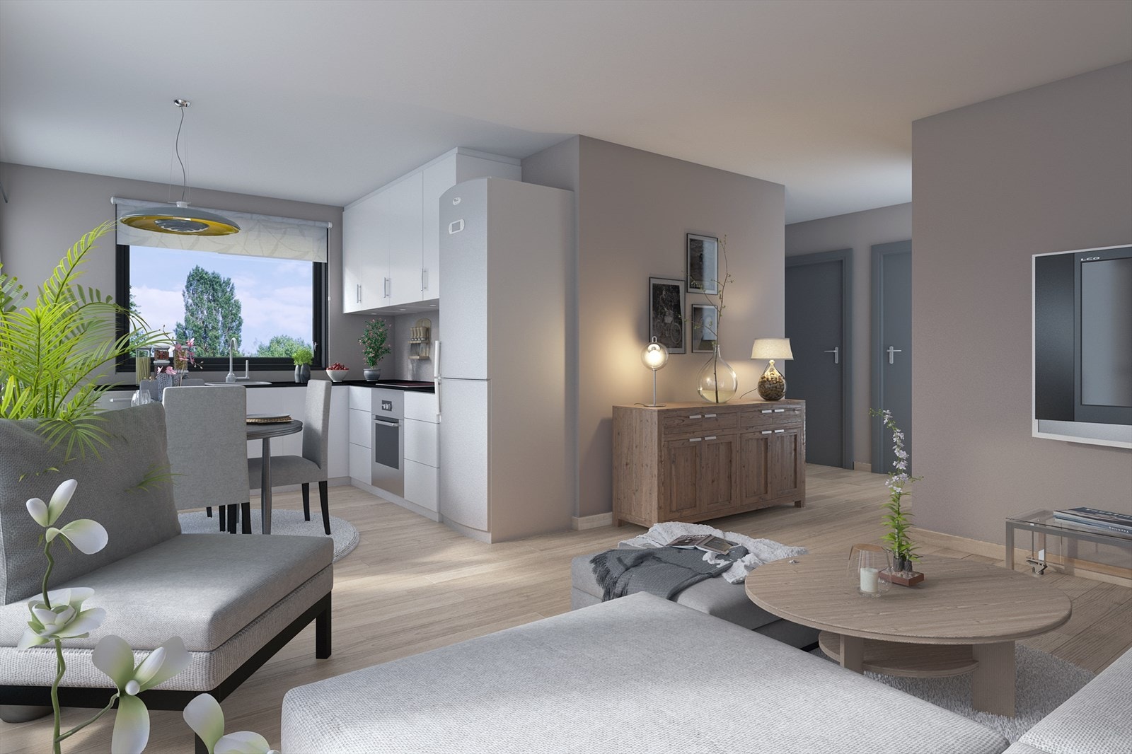 Velkommen inn i leilighetens stue og kjøkken. (Illustrasjonsfoto) Galleribilde