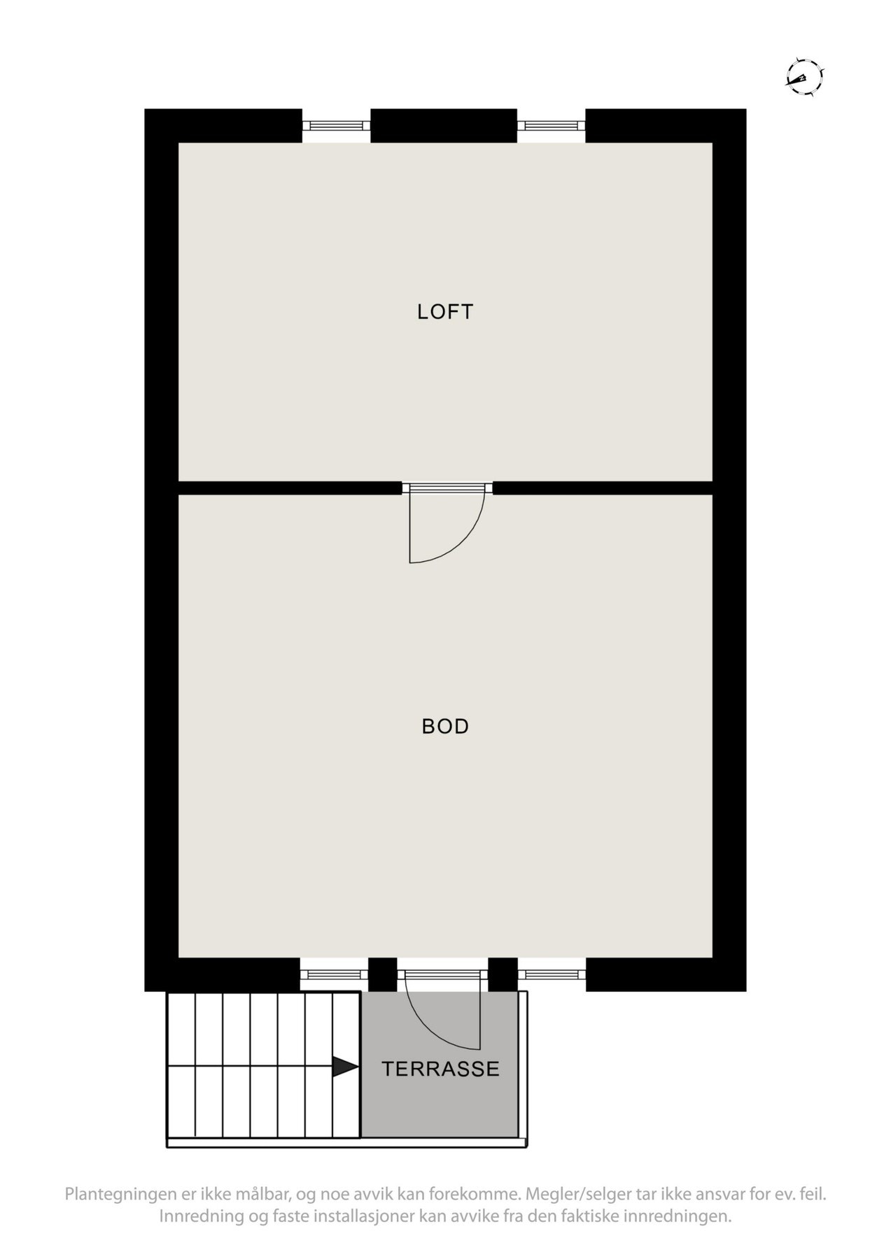 Plantegning garasjeloft. Innredning av garasjeloft er ikke byggemeldt. Galleribilde