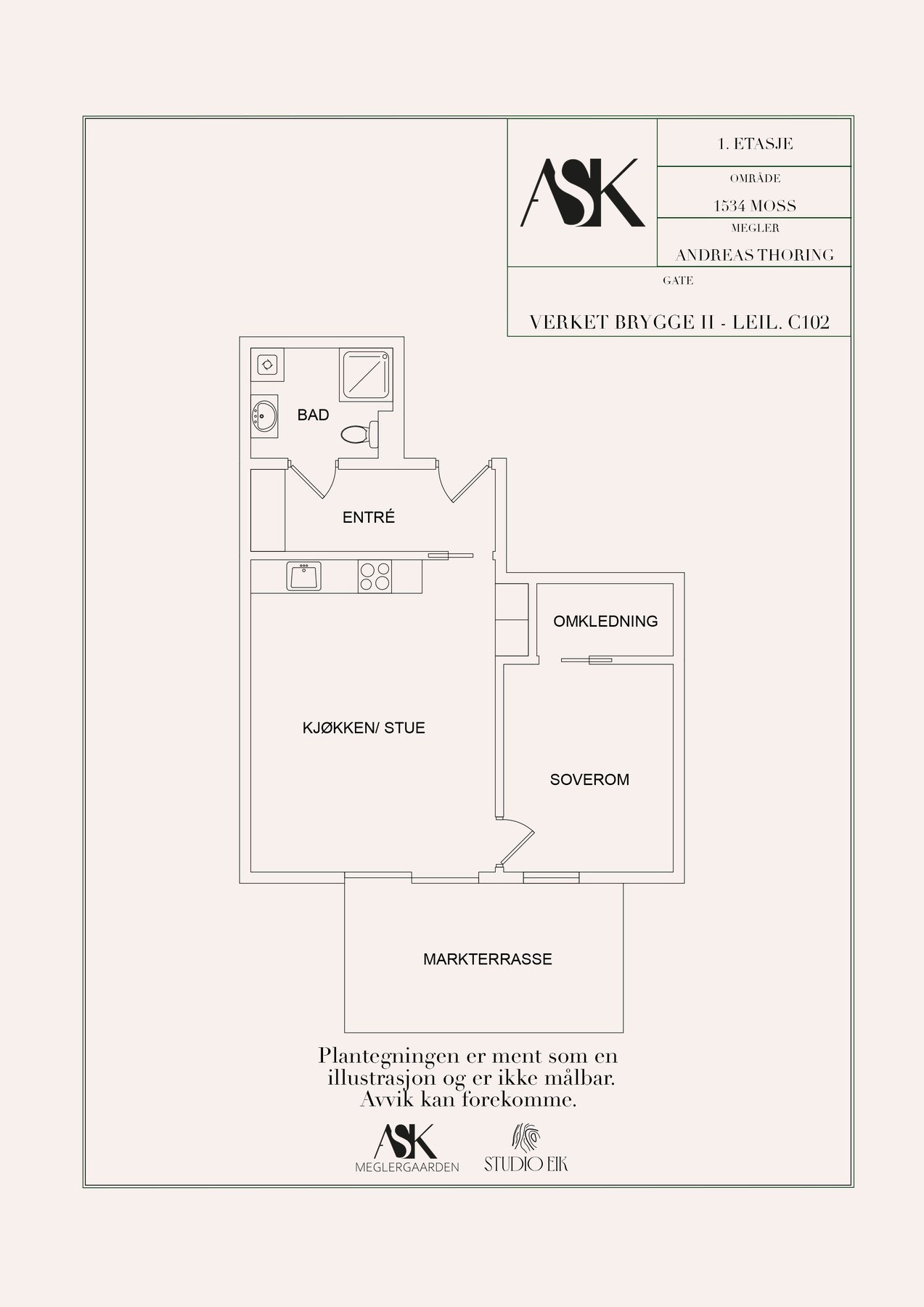 Planskisse - Den aktuelle leiligheten ligger på bakkeplan Galleribilde