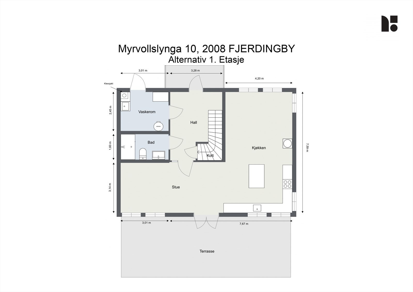 Alternativ plantegning - 1. etasje Galleribilde