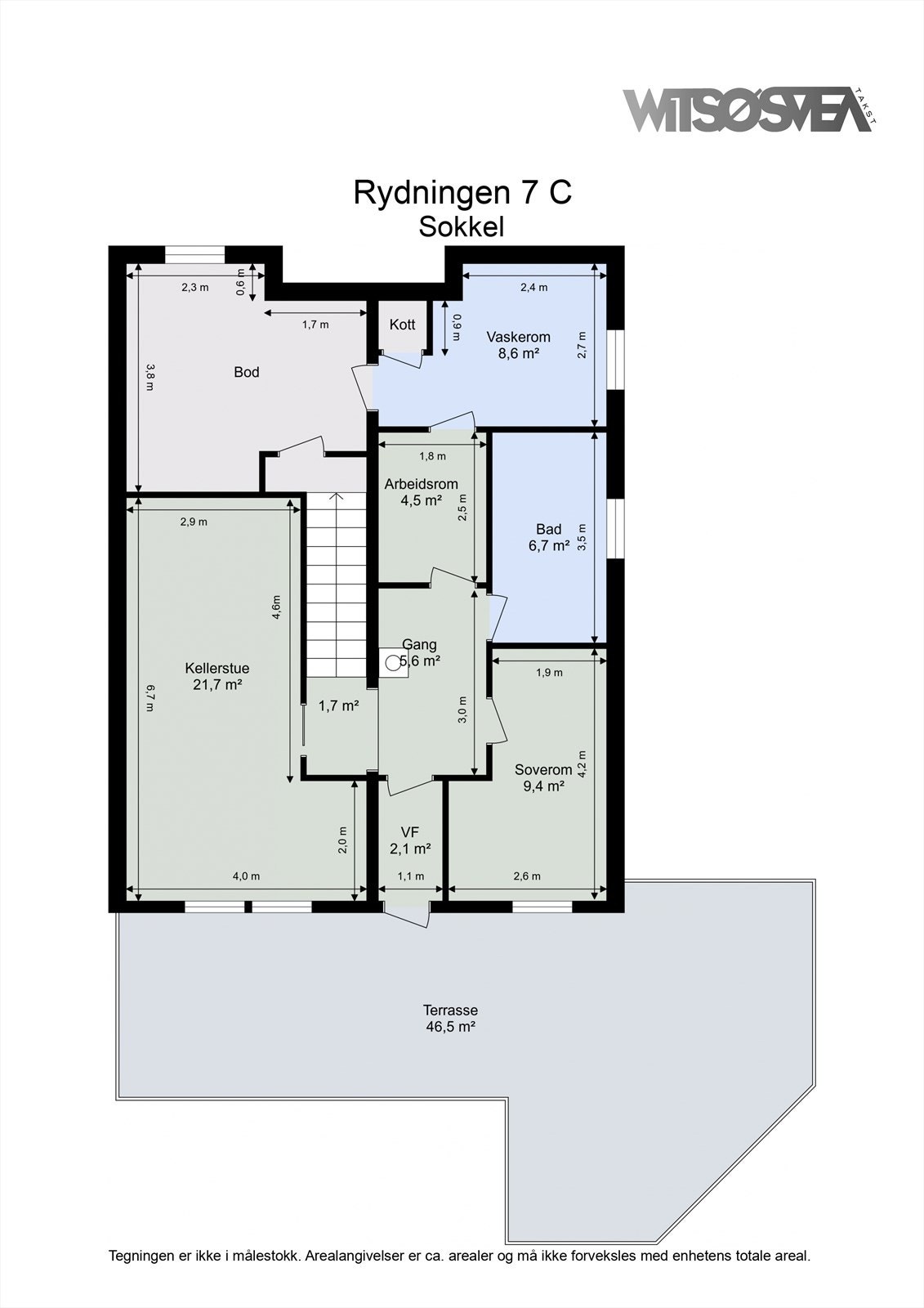 Planskisse sokkeletasje. Galleribilde