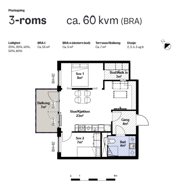 Plantegning fra opprinnelig salgsprospekt. Vi gjør oppmerksom på at tegningen ikke er målbar. Galleribilde