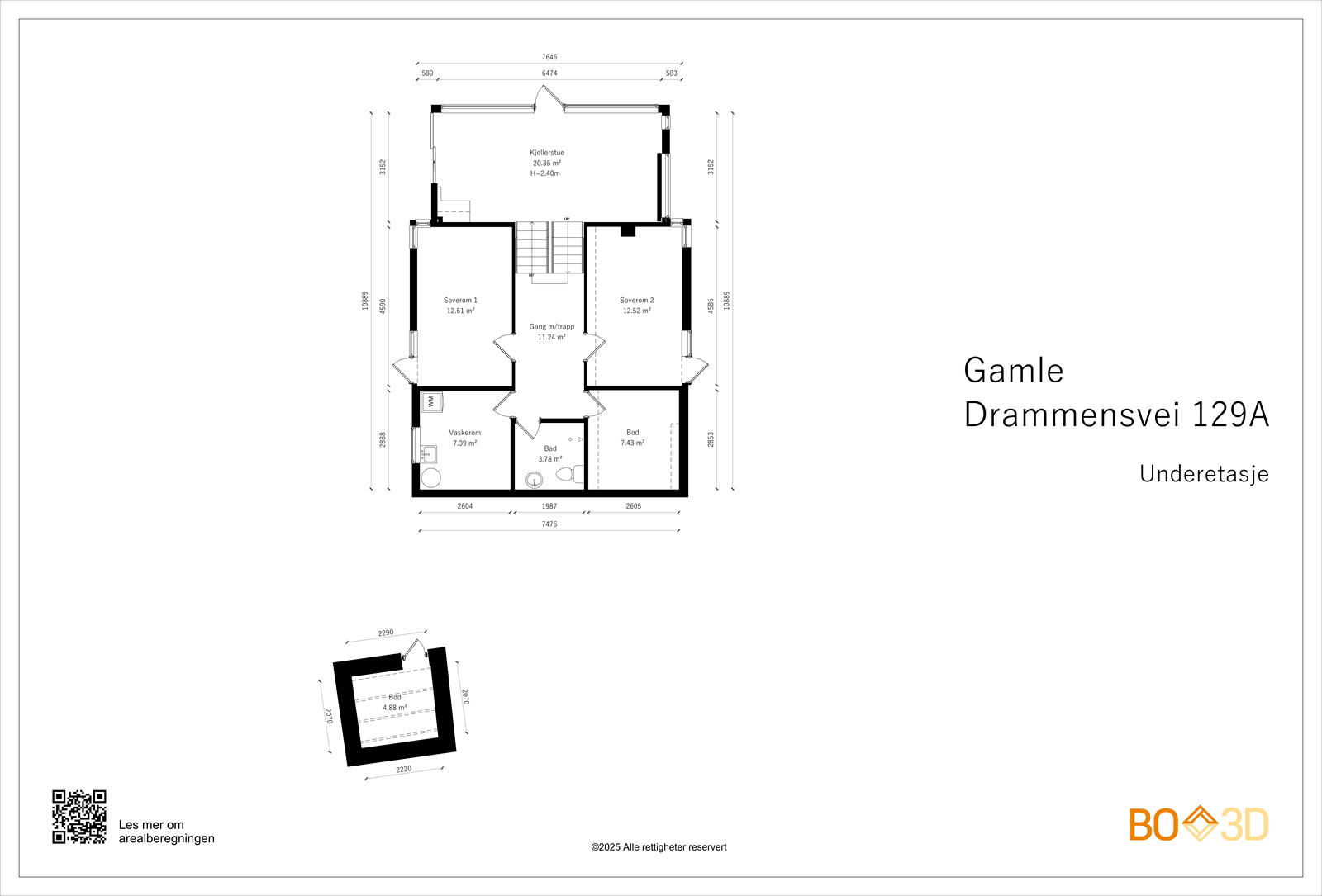 Gamle Drammensvei 129A - Underetasje og utvendig bod. Galleribilde