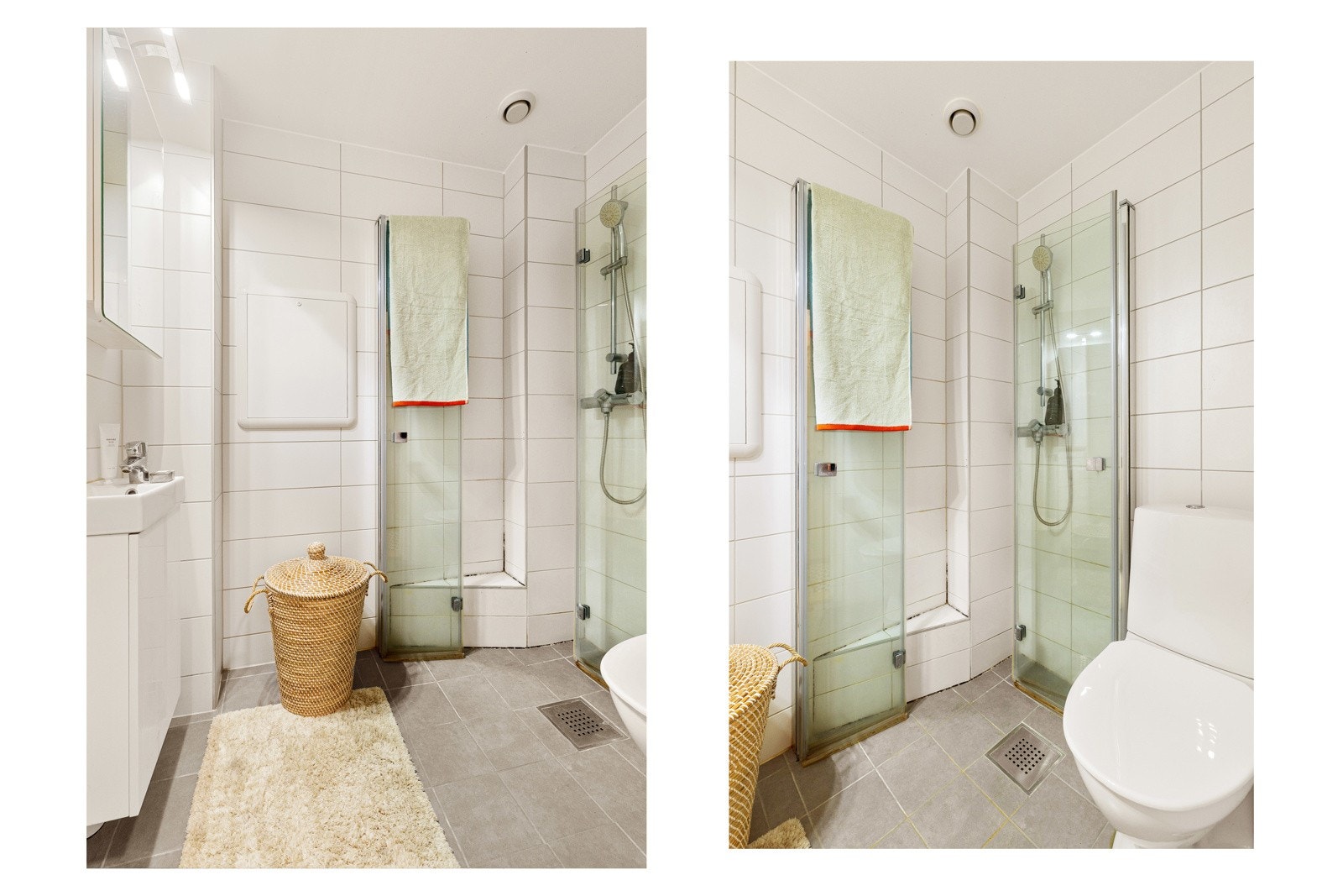 Badet ble omfattende oppusset i 2020. Badet er utstyrt med wc og dusjhjørne med innfellbare glassdører og ettgreps krummet dusjarmatur Galleribilde