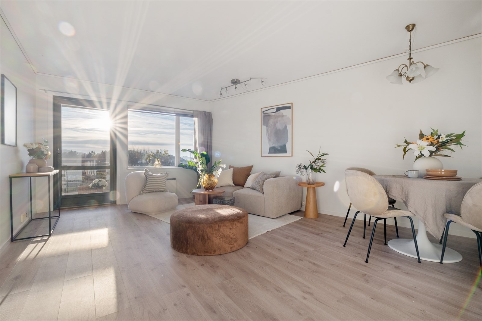 Leiligheten er meget arealeffektiv med god plass til sofagruppe og spisebord. Galleribilde