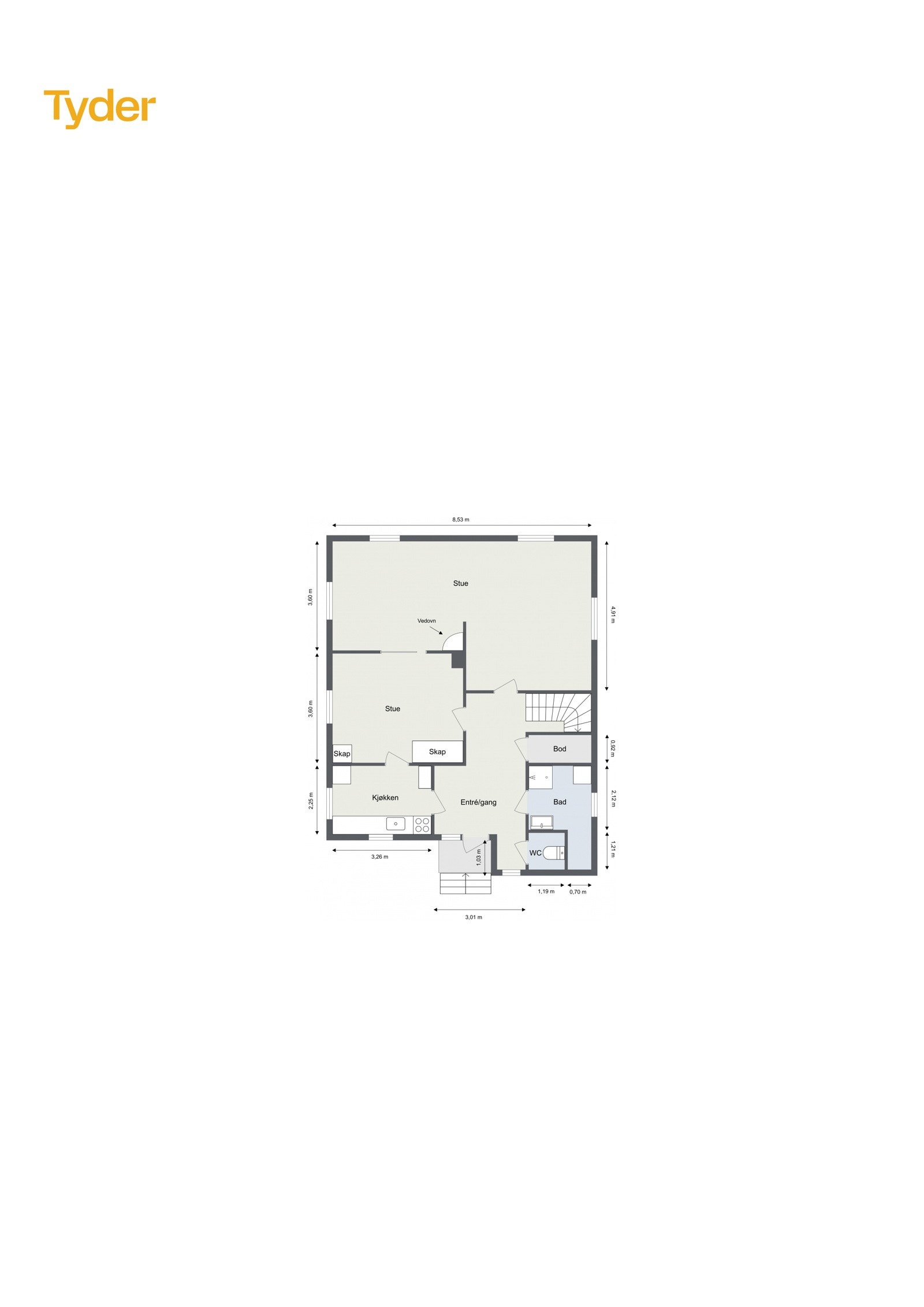 Planskisse Kårbolig - 1. Etasje. Galleribilde