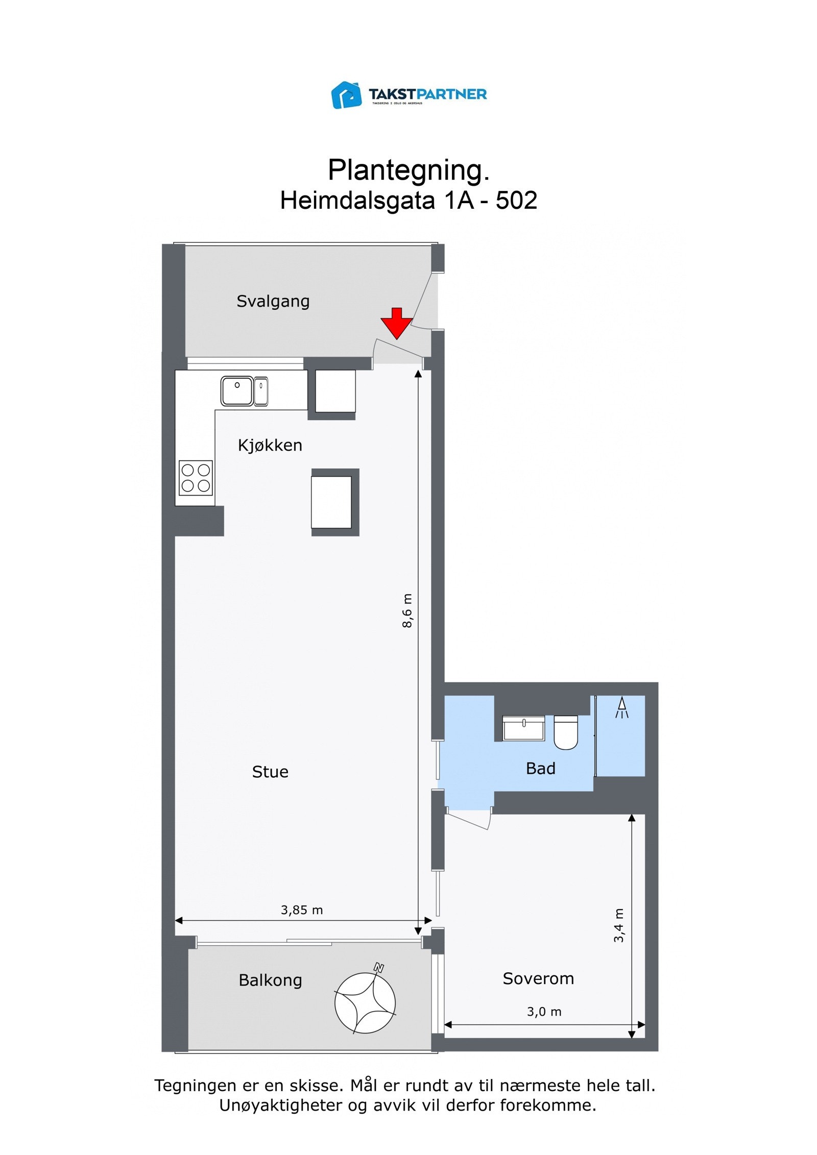 Plantegning med mål. Galleribilde