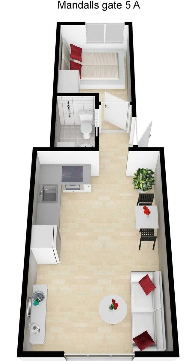 3D-visualisering av romfordelingen. Galleribilde