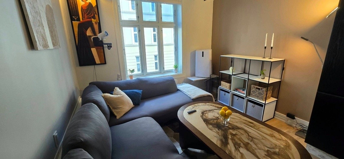 Lys og romslig stue med store vindusflater og god takhøyde midt i Oslo sentrum. Galleribilde